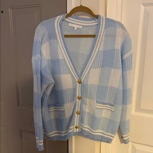 Elegant Blue and White Women's Cardigan